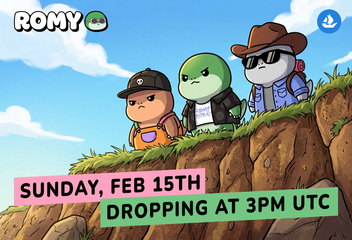 RomyNFTs's tweet image. Minting tomorrow!

Sunday, Feb 15, 3PM UTC on @opensea!

Official link: opensea.io/collection/rom…

Phases:
• GTD WL (Free)
• FCFS (Free)
• PUBLIC (0.001 ETH if there’s any supply left to keep the bots away)

FCFS time, go check if your wallet is eligible.