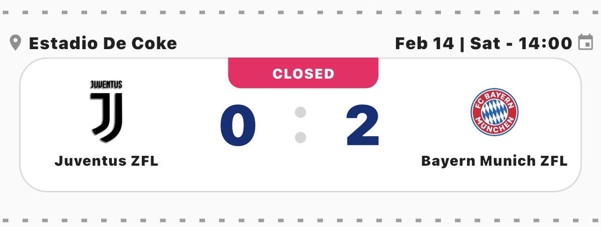 FULL TIME 
JUVENTUS 0-2 BAYERN