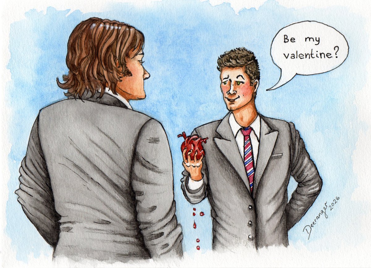 Whaddya say, Sammy? 😏

#Wincest #SPN #ValentinesDay #valentines #ValentinesDay2026 #fanart #samwinchester #deanwinchester #traditionalart #watercolor