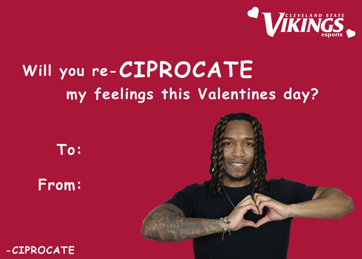 CSUVikes_GG's tweet photo. Love is in the air at Cleveland State Esports, and we wish you all the best Valentine’s Day this year! ❤️

Check out these lovely Valentine’s Day cards featuring many of our esports players; maybe sending one someone’s way can get them on ranked 👀 https://t.co/NlOgzne9Vi