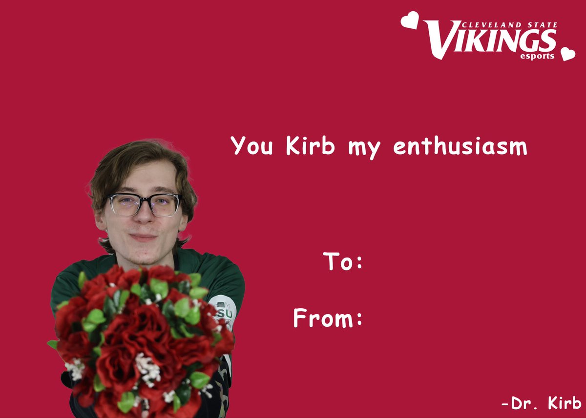 CSUVikes_GG's tweet photo. Love is in the air at Cleveland State Esports, and we wish you all the best Valentine’s Day this year! ❤️

Check out these lovely Valentine’s Day cards featuring many of our esports players; maybe sending one someone’s way can get them on ranked 👀 https://t.co/NlOgzne9Vi