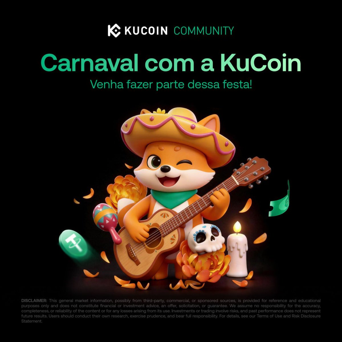 KuCoinPortugues's tweet image. 🎭🔥 CARNAVAL COM A KUCOIN 🔥🎭

O Carnaval chegou e a KuCoin também está na festa! 🟢🎉
Participe da campanha Carnaval com a KuCoin e concorra a recompensas exclusivas enquanto curte o melhor do Carnaval brasileiro 💃🕺

🎁 RECOMPENSAS:
💰 10 ganhadores de 5 USDT

📆 Período da