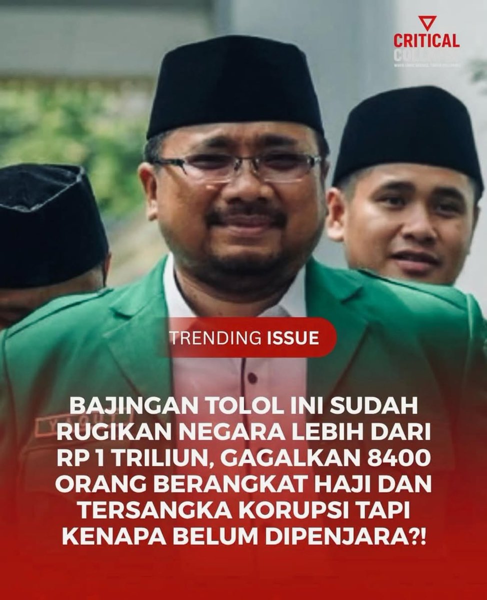 Koruptor dibiarkan kpk berkeliaran tak ditahan, kekuatan apa yang dimiliki yaqut sehingga kpk tak punya nyali menahan koruptor ini,😡