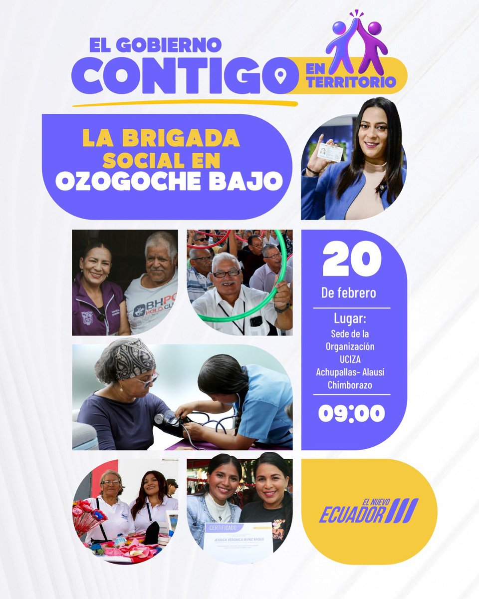 📍#Chimborazo | Este viernes 20 de febrero llegamos a la comunidad Ozogoche Bajo de la parroquia Achupallas en el cantón Alausí con todos los servicios del gobierno nacional.

#ElNuevoEcuadorCumple