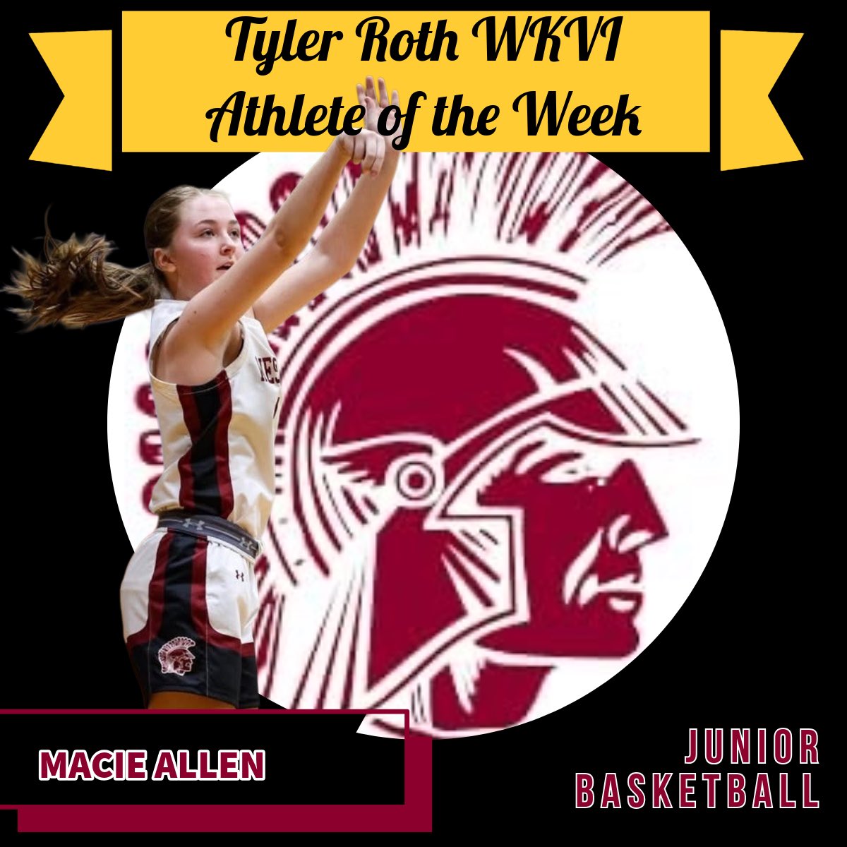 KVBsports's tweet photo. Congratulations to Macie Allen for being named our Tyler Roth WKVI Athlete of the Week!
•
Macie had a great start to the post season helping the Lady Trojans become Sectional Champions for the first time since 2014! She scored 9 pts and 12 pts in the following rounds🔥 https://t.co/DCFpQ9Xbmr