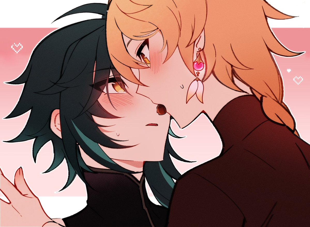 I_Saekki_mwoji_'s tweet image. ちょっと遅刻しちゃったけど…バレンタイン魈空〜🍫

#魈空