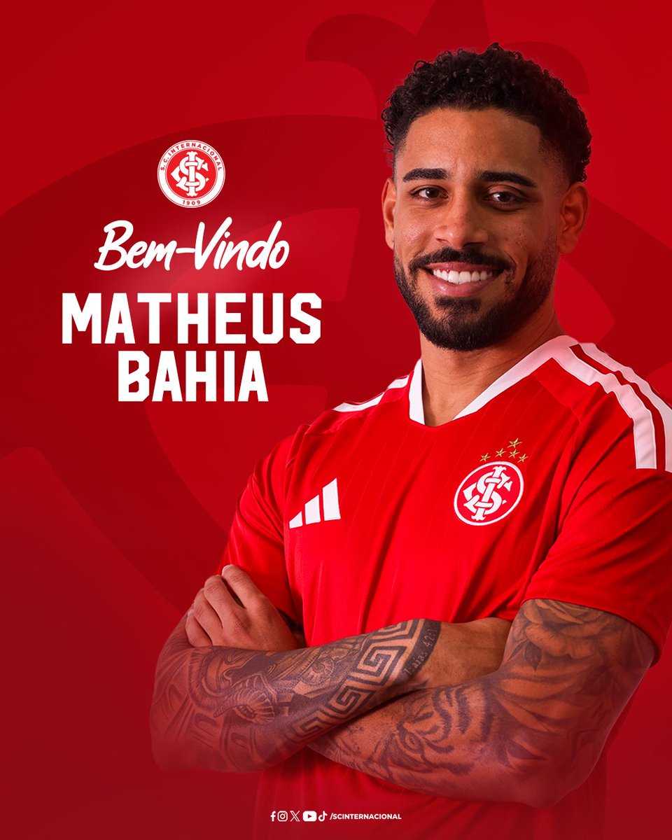 SCInternacional's tweet photo. 📝 REFORÇO NA LATERAL! 🔥

Matheus Bahia é a nova contratação do Clube do Povo. Bem-vindo! 🫱🏼‍🫲🏽🇦🇹 https://t.co/HduRWSCEd0