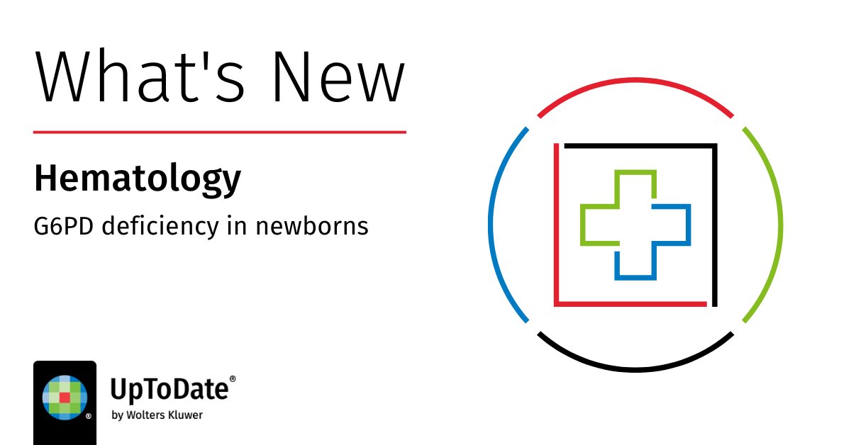UpToDate's tweet image. In universal screening program of &amp;gt;5,000 newborns, G6PD deficiency was found in 2% and was associated with higher rates of phototherapy for hyperbilirubinemia (21 versus 8%). Stay #UpToDate with What’s New in #Hematology: ow.ly/tJsQ50YcRyx #ClinicalUpdates #MedTwitter