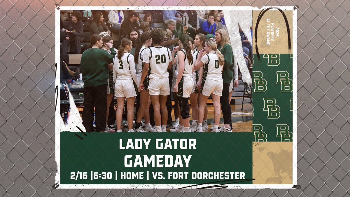 RBHSwbb's tweet photo. 🏀 STATE PLAYOFFS ARE BACK IN THE CHOMP HOUSE 🐊🔥

For the first time since 2020, Lady Gators Varsity will HOST a 1st Round Playoff game!

🆚 Fort Dorchester
📍 The Chomp House
🗓 Monday, Feb 16
⏰ 6:30 PM

Be there! Be loud!

Go Gators! 💚🐊 https://t.co/97C78CFxAh