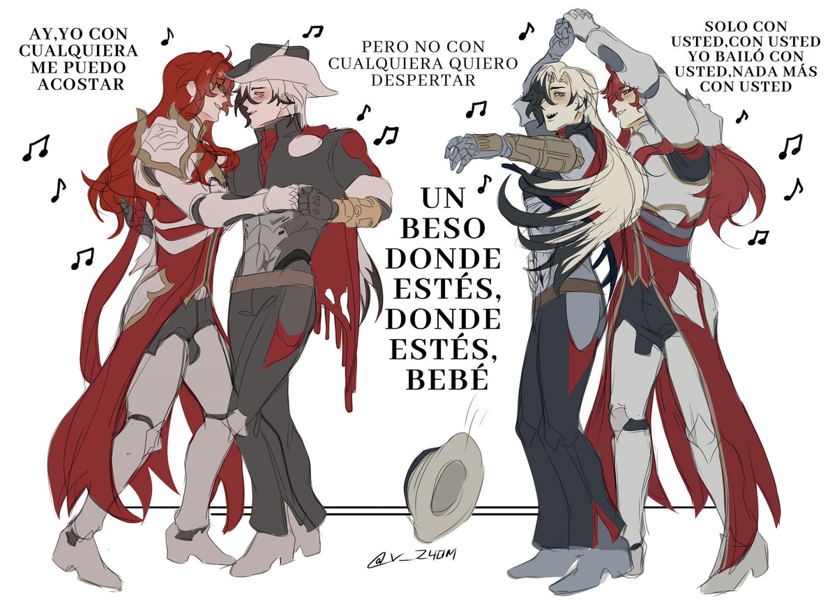 Happy Valentine's Day to these two men.
Que divertido es dibujar a estos dos bailando (específicamente esa canción)
#Argenthill #Argenti #Boothill