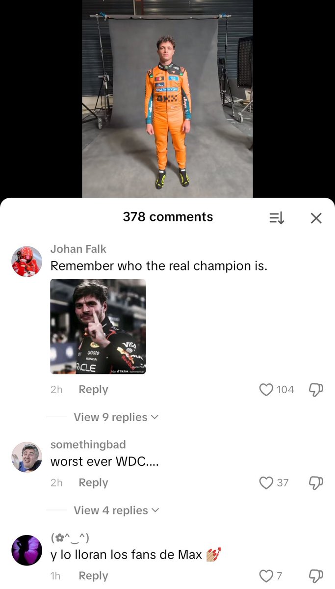 "fan base paling berisik norris"

padahal yang ada di tiap comment section di postingan yang bahkan gak ada hubungannya sama max, itu siapa?

bahkan ada anak kecil disabilitas yang driver fav nya lando malah dihujat sampe orang tuanya speak up. 

so whos the noisy one here?
