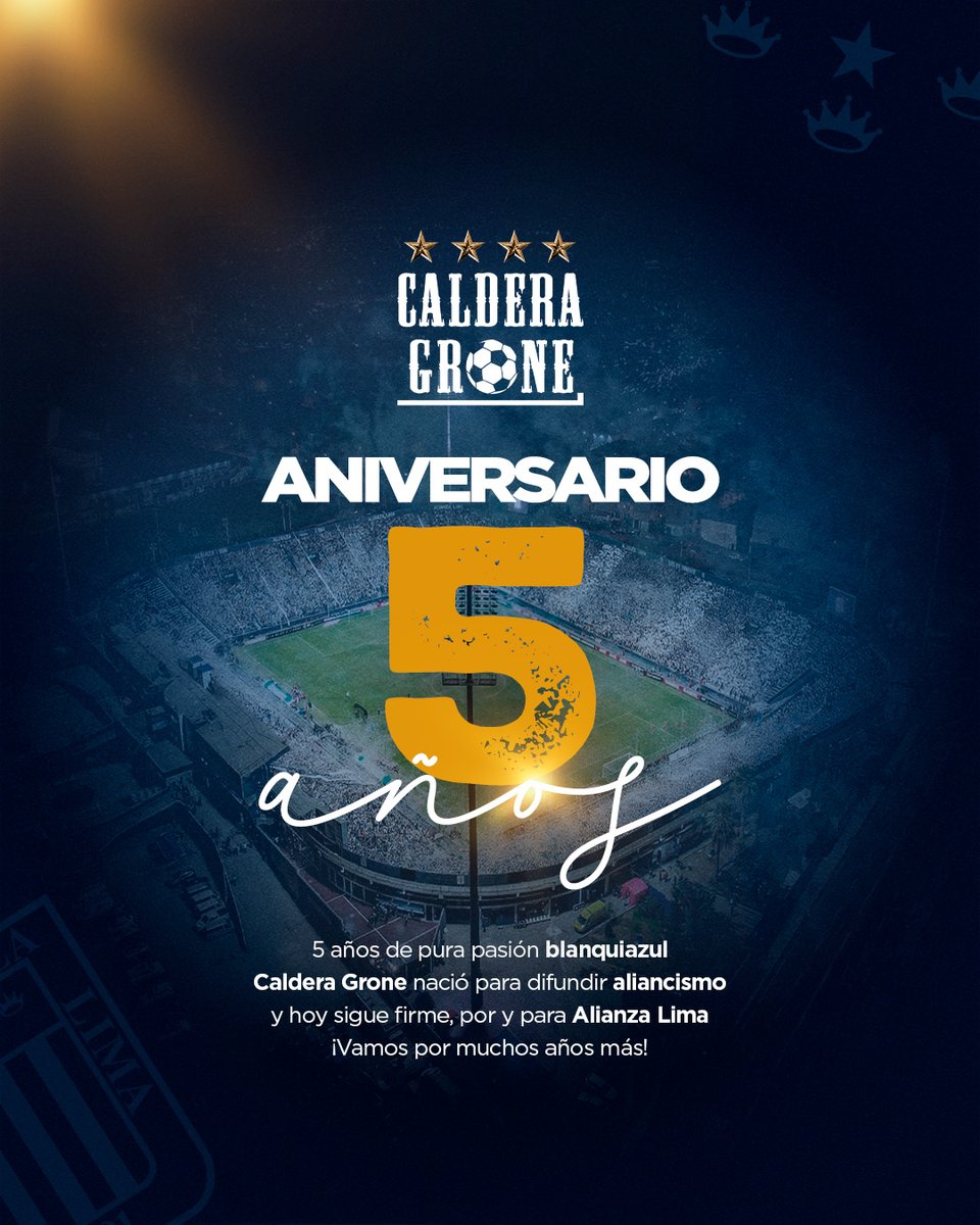 Hoy Caldera Grone cumple 5 años 💙
5 años difundiendo aliancismo, viviendo la pasión
y estando siempre por y para Alianza Lima.

Gracias a cada blanquiazul que mantiene encendida La cALdera 🔥

¡Vamos por muchos años más! 💪⚪🔵

#SomosCalderaGrone #Caldera5Años #AlianzaLima