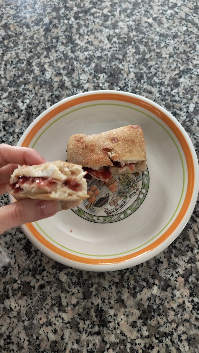thyroidislove's tweet photo. Brie and sour cherry jam on baby ciabatta rolls for breakfast #yum https://t.co/7keZV1UGVD