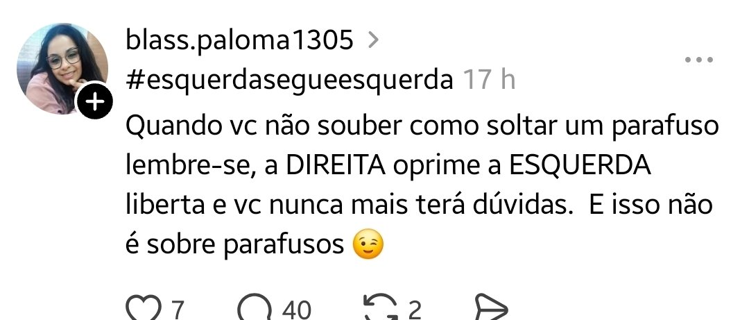 Ninguém conta pra ela que as coisas só funcionam com os parafusos apertados.