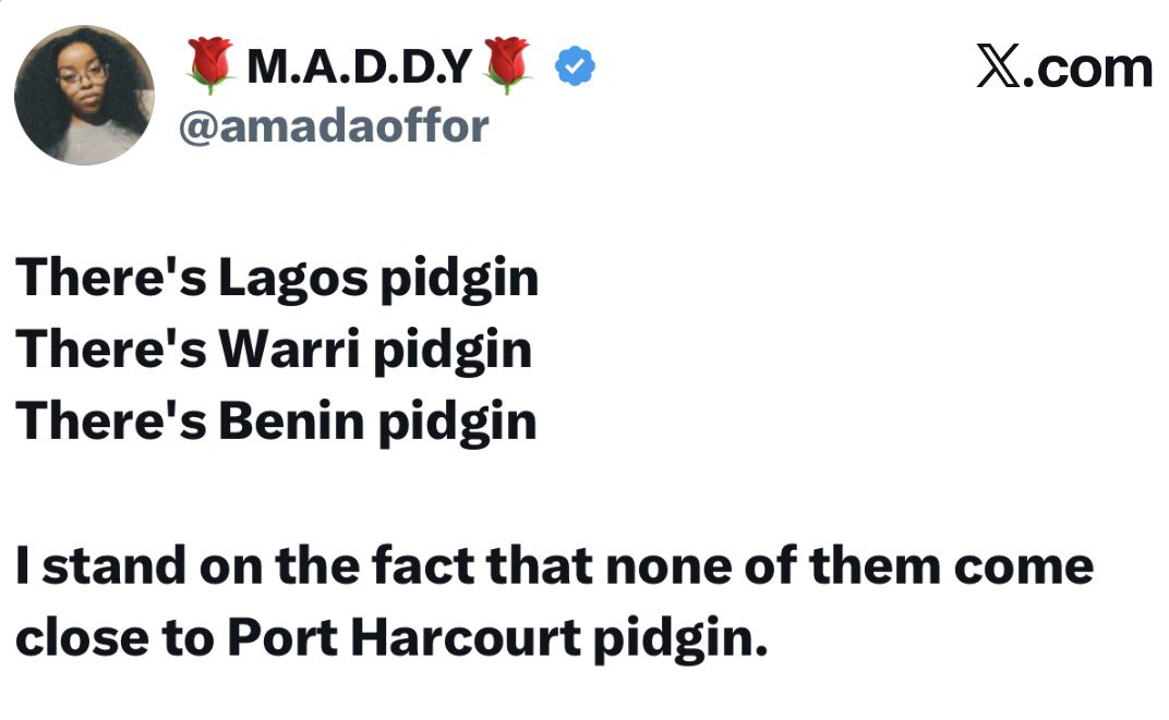 instablog9ja's tweet image. Do you agree Lagos, Warri, and Benin Pidgin can’t match Port Harcourt? 👇