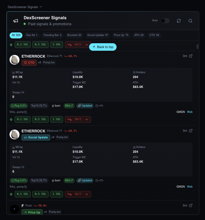 TradeWithMesh's tweet photo. New feeds in the development pipeline that will be released today:

- Follow Radar: see who your favorite accounts are following in real-time— if the account has posted a contract address recently or if one is in their bio, the notification card auto-populates with token information, quick buy/sell links, and all other token-relevant metrics seen in the other Mesh feeds.

- DexScreener Signals: monitor in real-time all DexScreener-related updates including tokens paying for ads, updating their token profile, community takeovers, and much more. All cards are auto-populated with easy-to-read information and easy-to-trade actionable buttons.

Other development and infrastructure releases that can be expected today:

- Deep autonomous buying and selling capability: construct your perfect auto-trading parameters for every single feed, account, channel and source. Build different auto-trading strategies for every individual source for full user-focused autonomy. 

- UI/UX improvements.

- Infrastructure scaling v2.

- Multi-wallet management and capability.