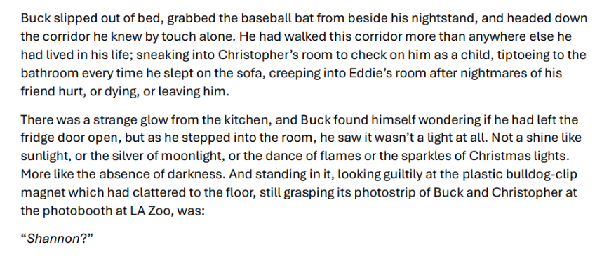 Right Before The Light

Ghost Shannon visits Buck while Eddie and Christopher are in Texas, and they spend time talking about their mutual interest: the Diaz boys 

archiveofourown.org/works/79519806