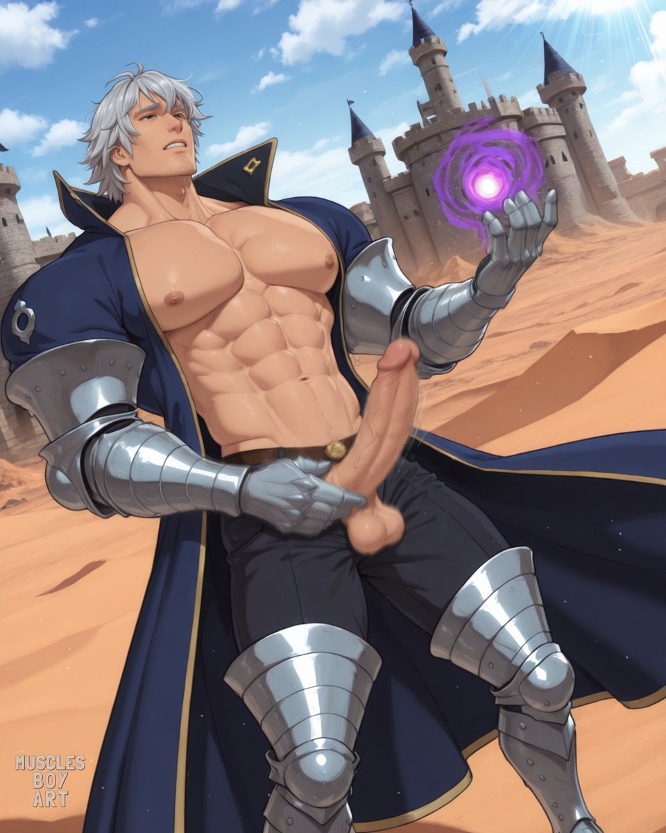 With Estarossaa, the demon's name,
In shadows deep where darkness reigns,
His coat was wide, an open plea,
A beacon bright for lovers to see.

Through magic's power, softly he'd lean,
Inviting all with eyes so keen,
The nipples hard beneath his breast,
A sight that made the heart