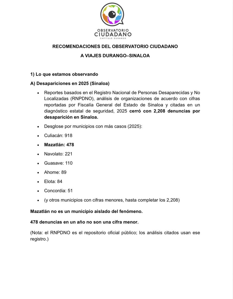 Observatorio Ciudadano de Durango AC tweet media