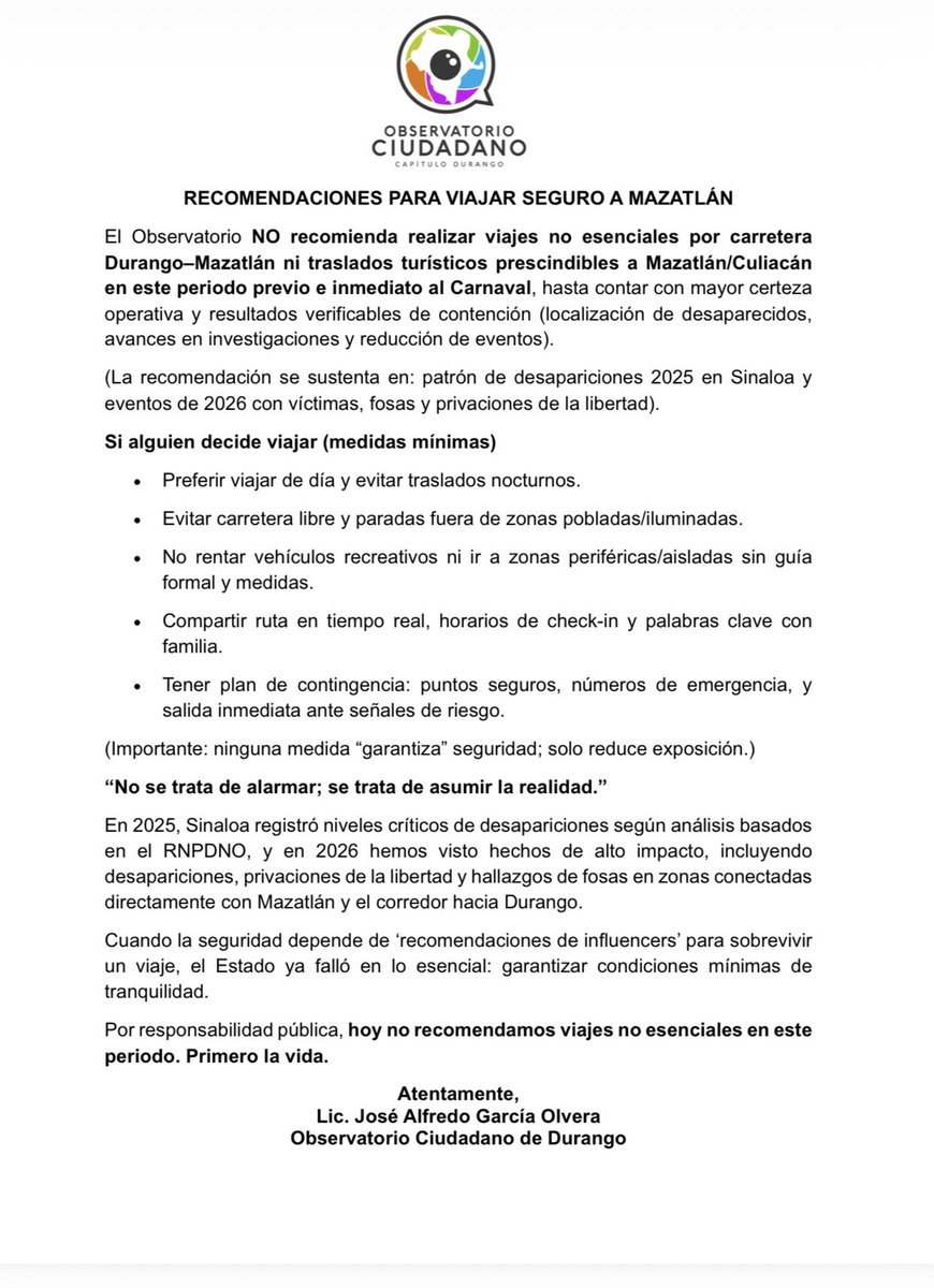 Observatorio Ciudadano de Durango AC tweet media