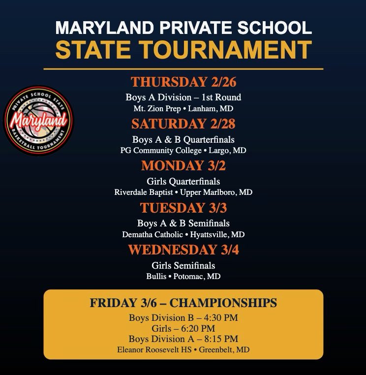 MD Private School State Basketball Tournament tweet media