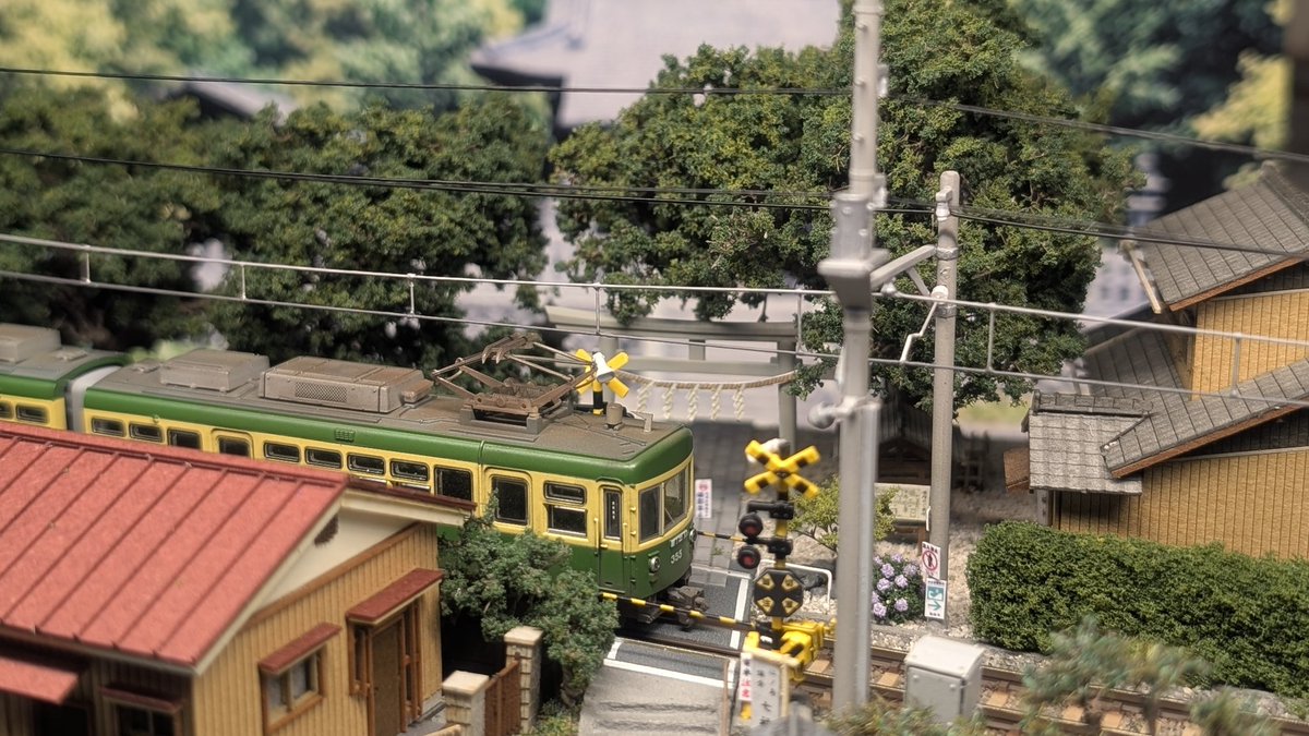 来週出品予定の江ノ電ジオラマ 90%完成したので試しに撮影 鳥居前を