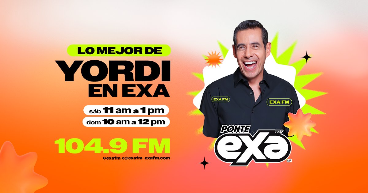 Es momento de lo mejor de #YordiEnExa 🤩 ¡No te lo pierdas a través del 104.9 FM 📻!
