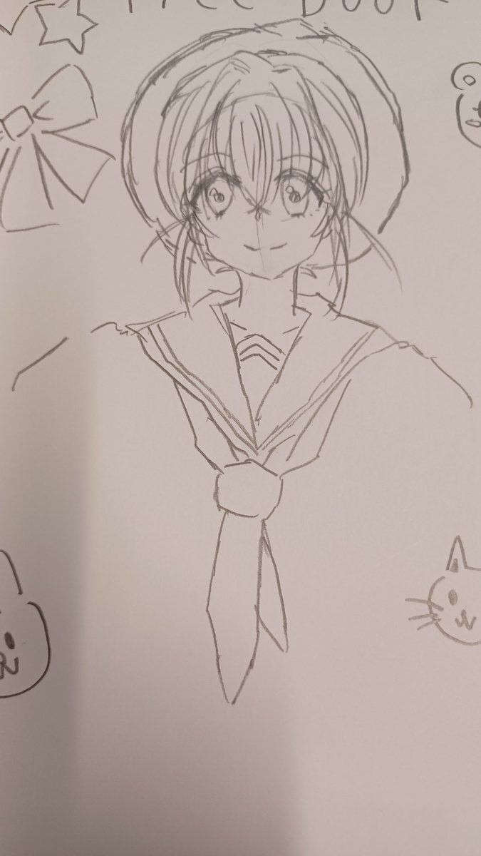 新しくお絵かき帳買ったから、試しにと適当に描いた絵が古い…🙄w