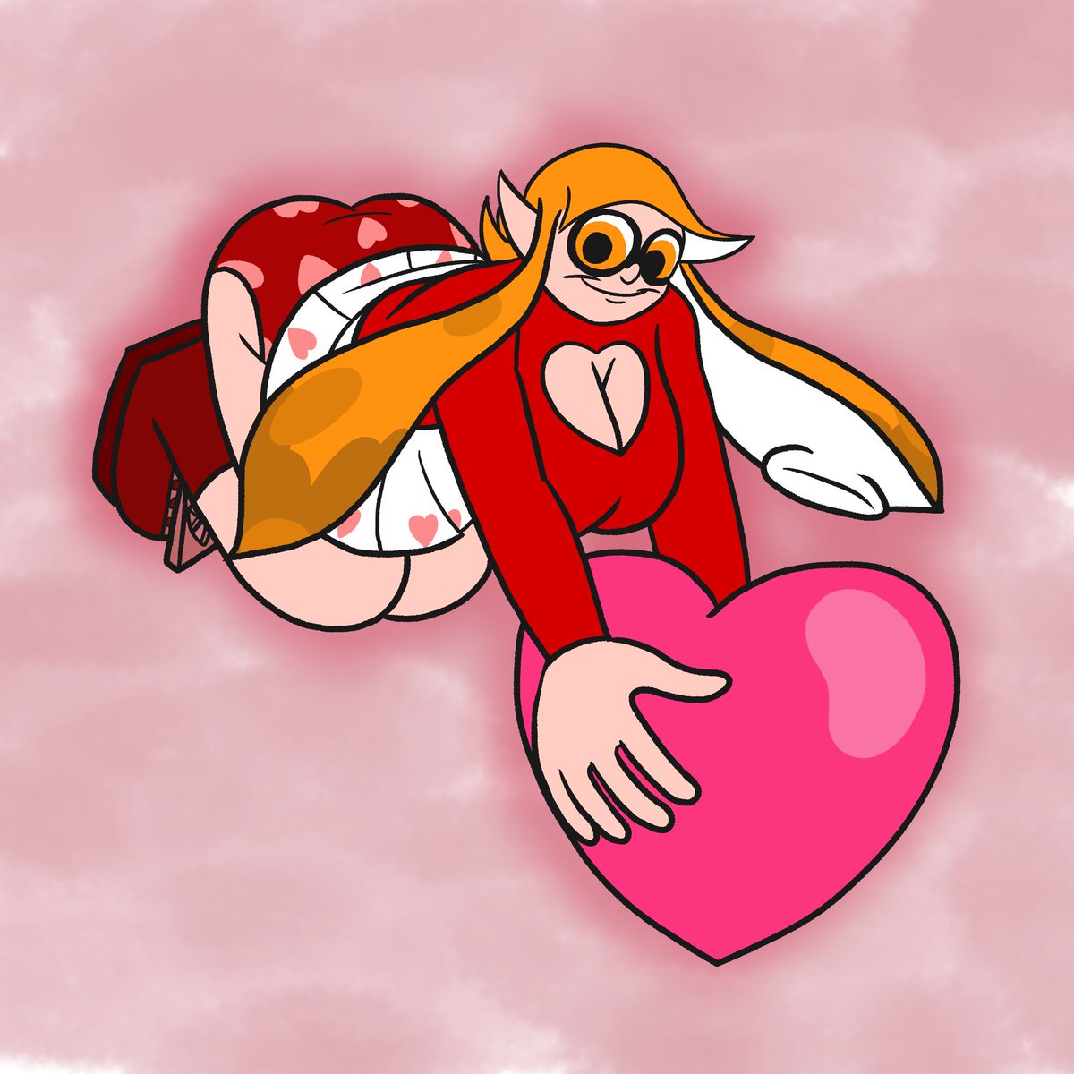 Angie's got a lot of love to give to a certain someone!

Happy Valentine's Day, everyone!
#Splatoon #Splatoon3 #SplatoonOC #ValentinesDay2026
