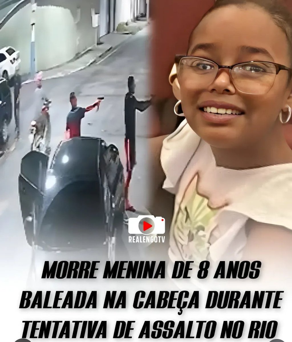 QUE TRISTEZA A violência que assola o Brasil fez mais uma vítima inocente. Valentina da Costa Eraclito dos Santos, de apenas 8 anos, morreu na tarde desta sexta-feira (13) após ser baleada na cabeça durante uma tentativa de assalto em Nova Iguaçu, na Baixada Fluminense. O vídeo é