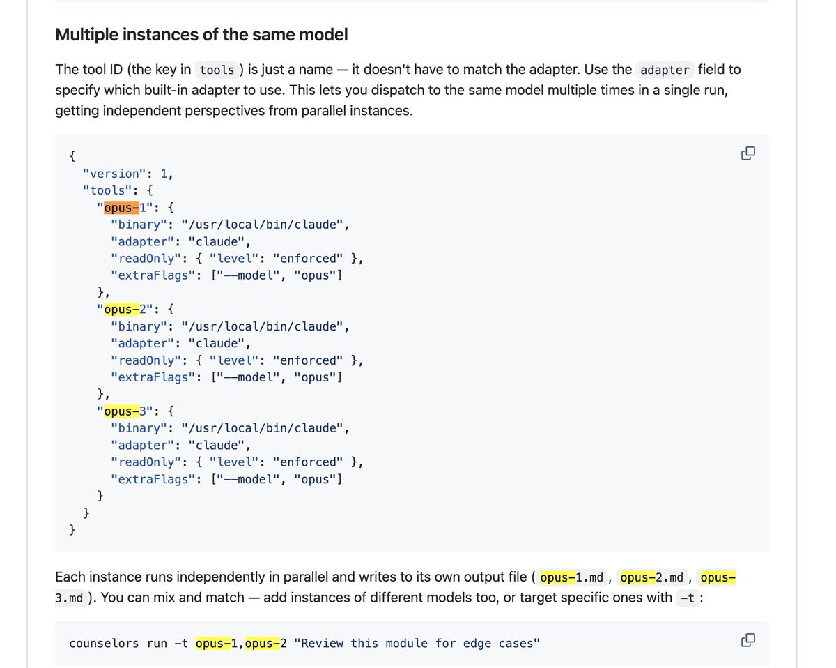Added docs about how you can get independent reviews from many instances of the same model. 

Helpful if you have a max sub with one provider