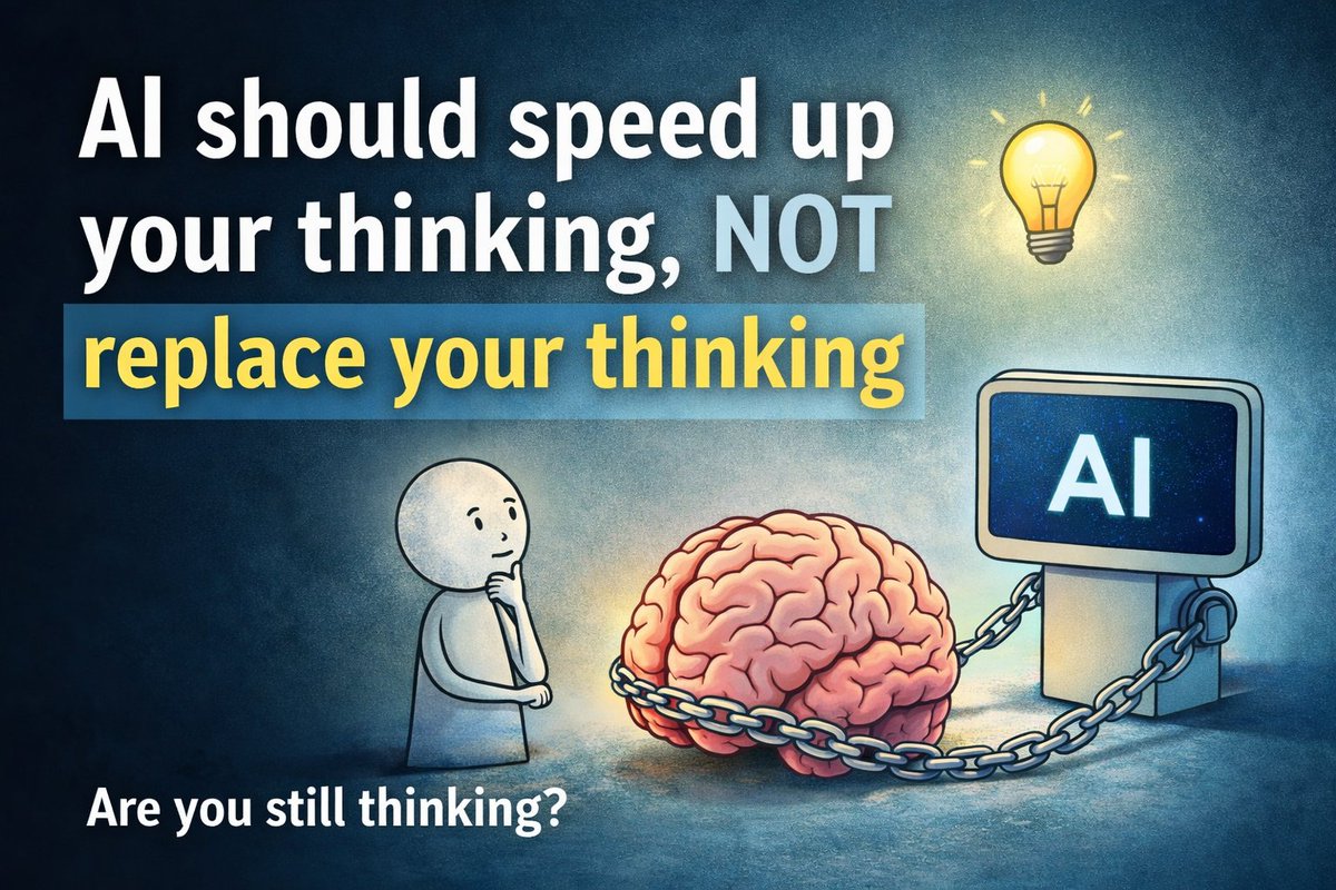 Lately,  I have been thinking a lot about AI.

Not the hype. Not the fear.
Just the way we are actually using it.

Here is what I have noticed:

AI doesnot make you smarter.
It reveals how you think.

If you use AI to skip the hard part, the thinking part, you might get faster