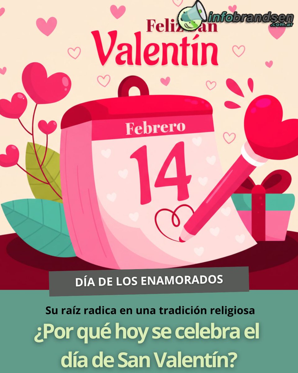 ¿Por qué hoy se celebra el día de San Valentín?

Cada 14 de febrero, se festeja en varios países del mundo el día de los Enamorados, del amor y de la amistad. Su raíz radica en una tradición religiosa, 

Conocé la historia👇👇

infobrandsen.com.ar/2026/02/14/por…