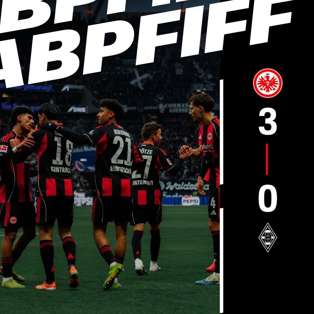 𝙃𝙀𝙄𝙈𝙎𝙄𝙀𝙂. Punkt.
–––––
⏹️ 90. | #SGEBMG 3:0 | #SGE