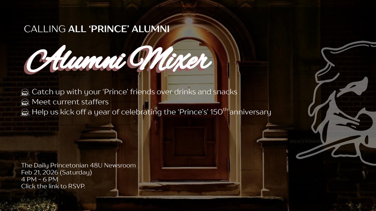 princetonian's tweet photo. Join The Daily Princetonian for our annual Alumni Day Mixer. Drinks and refreshments will be provided alongside tours of the archives. We hope to see you there!

Saturday, February 21 in The Daily Princetonian Newsroom at 48 University Place! https://t.co/XGp17no3Xe