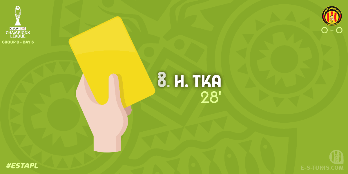ESTuniscom's tweet photo. ⏱ 28' | #TotalEnergiesCAFCL Gr D. Day 6 #ESTAPL | 🇹🇳@ESTuniscom 0⃣-0⃣ @petro_de_luanda🇦🇴 : 🟨 H. Tka (EST) is booked / بطاقة صفراء / Carton jaune https://t.co/CCJbrsC00H