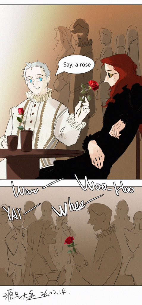 dsssyh's tweet photo. 2026 Valentine special episode
#goodomens #CA #ValentinesDay 
"So, who gave the very first Valentine's Day rose?" https://t.co/6Kj63wzGWs