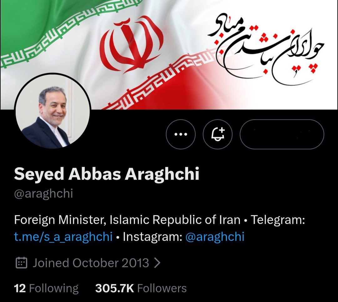 NEW: X has removed the Premium verification badge from the official account of Iranian Foreign Minister Abbas Araghchi.