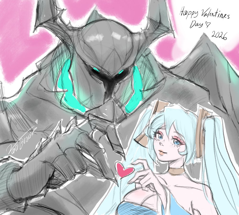 I haven't had much time to draw since I started working🥹 but I managed to make this little  Valentine's Day Doodle for y'all🫰🏻💚🩵
#MordekaiserxSona #MordeSona #LeagueOfLegends