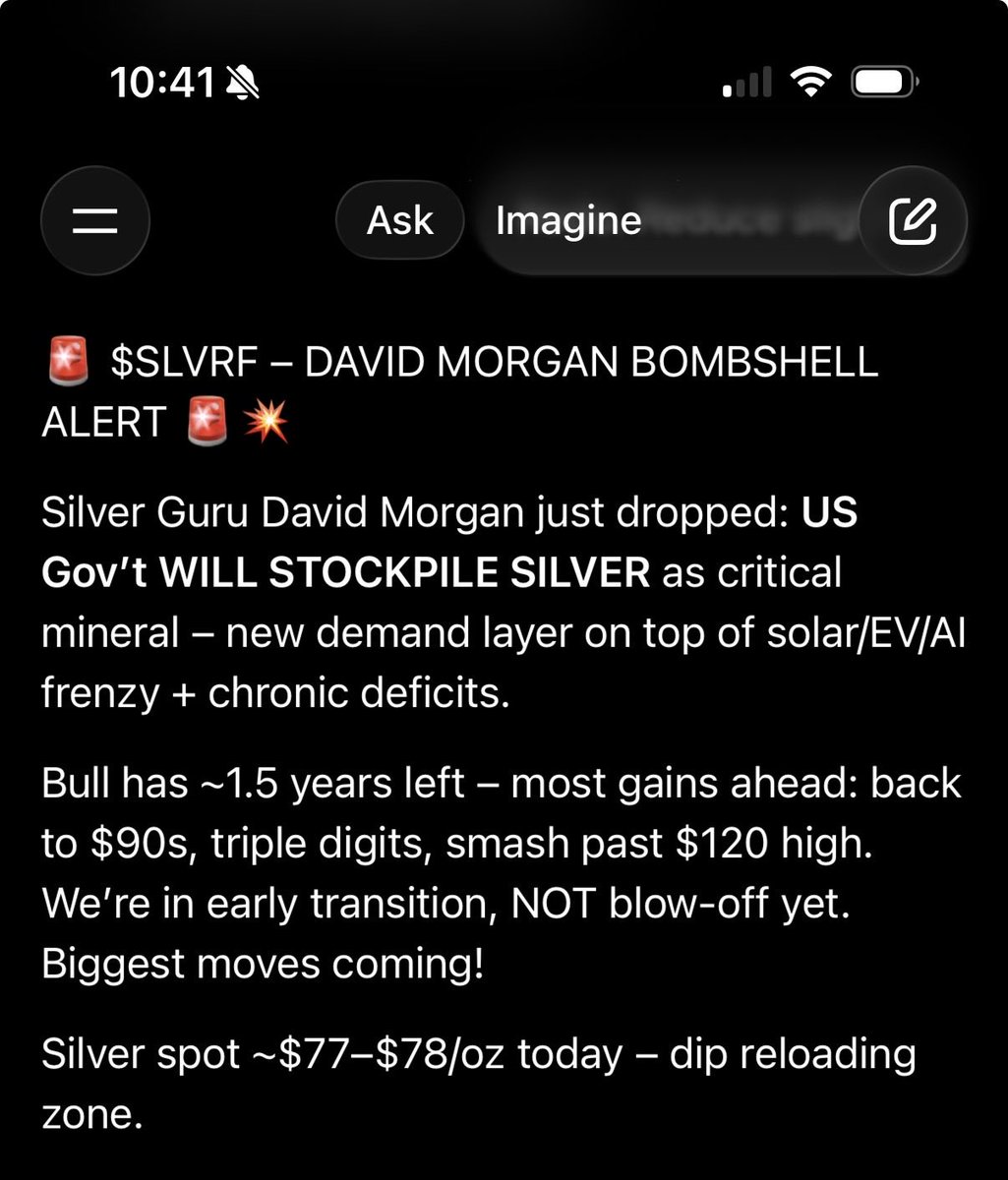 CharlesT_555's tweet photo. π¨ $SLVRF β DAVID MORGAN BOMBSHELL ALERT π¨π₯
#SLVRF #SilverSqueeze #DavidMorgan #USStockpile https://t.co/OV2lPFsFxX