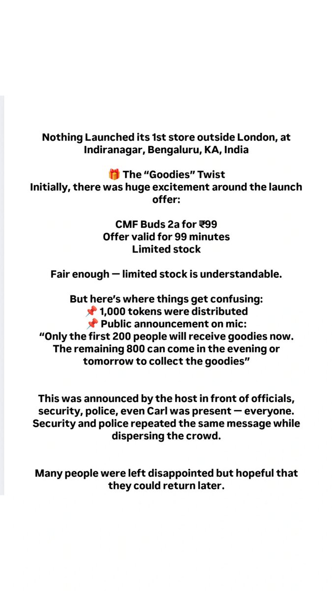 Innocent_Ishaan's tweet photo. @AkisEvangelidis @carlpei @AkisEvangelidis  @nothingindia This isn’t about ₹99 earbuds.

If u r going to build a community-driven brand, start by respecting d early supporters &amp; ur community.

What went wrong @ the launch? Can u address?

#Nothing #NothingIndia #IndiraNagar #Bengaluru #Bangalore https://t.co/y15D6ZXGQT