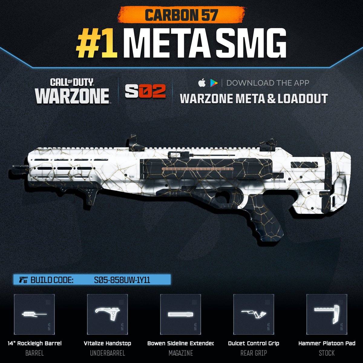‼🚨 #1 META LOADOUT IN WARZONE 🚨‼

🔥 Here's the #1 Best Loadout to use in #Warzone Season 2!

🥇 #1 AR: MADDOX RFB [A11-26ERW-58WTJ-11]
🥇 #1 SMG: CARBON 57 [S05-858UW-1Y11]

🫡 Get the Best Loadouts for Resurgence, BR &amp; more FOR FREE on the Warzone Meta app!