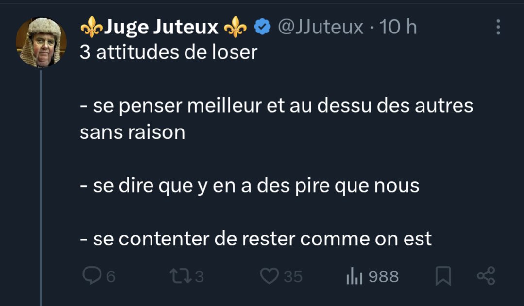 "Se penser meilleur et au dessus des autres sans raison"

On dirait qu'il se décrit.