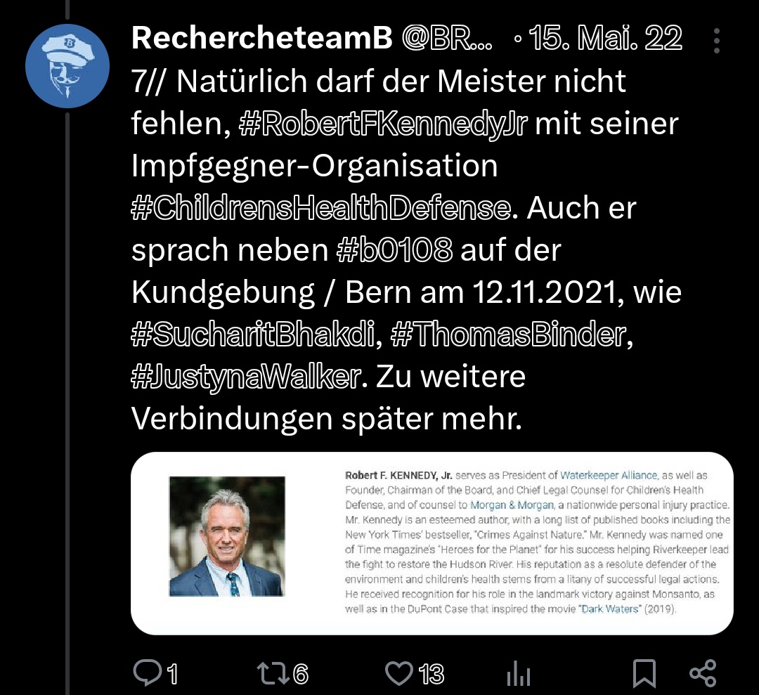 SourceControl21's tweet image. Am 15.05. 2️⃣0️⃣2️⃣2️⃣ endete ein 3tägiger Event der europäischen #AntiCorona Aktivisten und #Impfgegner in Malmö, Schweden. Sprecher waren Mitglieder des #MWGFD, #Drs4CovidEthics, #ChildrensHealthDefense und der #WorldFreedomAlliance. Sprecher auch RFK 👇 @threadreaderapp
Unroll