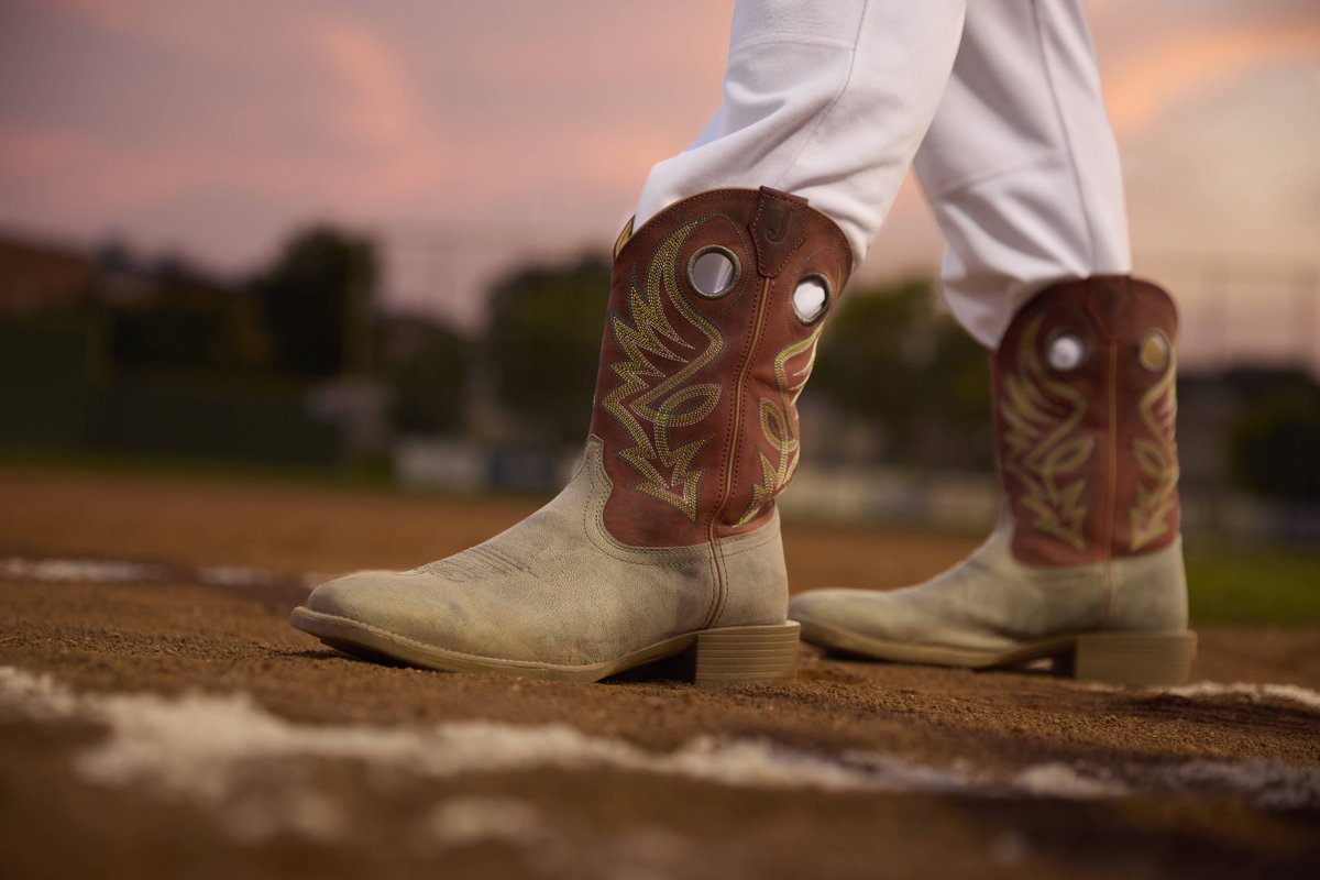 From the barn to the ballpark — these boots were made for movement. ⚾✨ | Men's Pickett 11in Square Toe Cowboy Boots in Brown/Red by @justinboots_