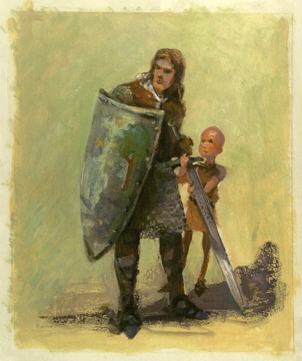 oil paint sketches of duncan the tall and egg from “art of gary gianni for george r. r. martin’s seven kingdoms”
