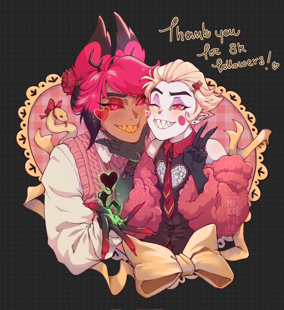 Happy Valentine's Day and happy 8k followers on X! 
To celebrate, I'm doing a draw this in your style challenge, #radioapple themed! 
Use the hashtag #mikipin8kdtiys to take part to it! 

✨️ Winner gets a sketch from me of their choice! They will be selected in a month!