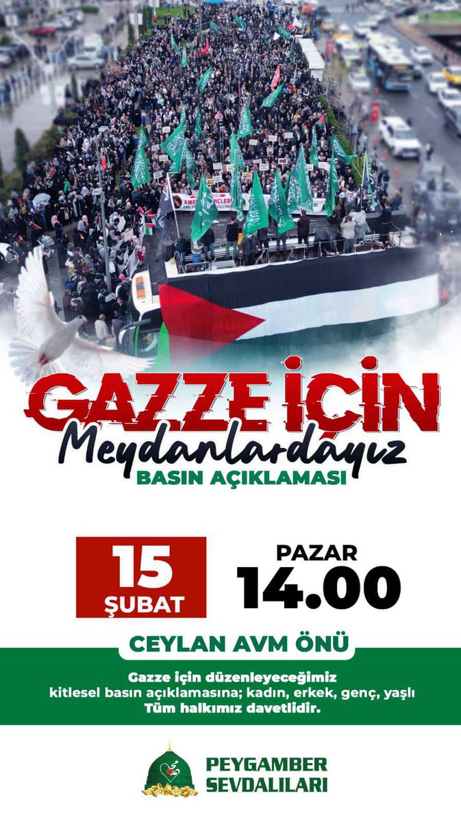 BASIN AÇIKLAMASINA DAVET!

Gazze için meydanlarda olmaya devam ediyoruz.
 Zulüm tarifinin yetersiz kaldığı Gazze'ye dünya sessiz.
Vakfımızın düzenleyeceği kitlesel basın açıklamasına tüm halkımızı davet ediyoruz.
Tarih:15 Şubat Pazar 
Saat:14.00 
Yer: Ceylan Karavil AVM önü