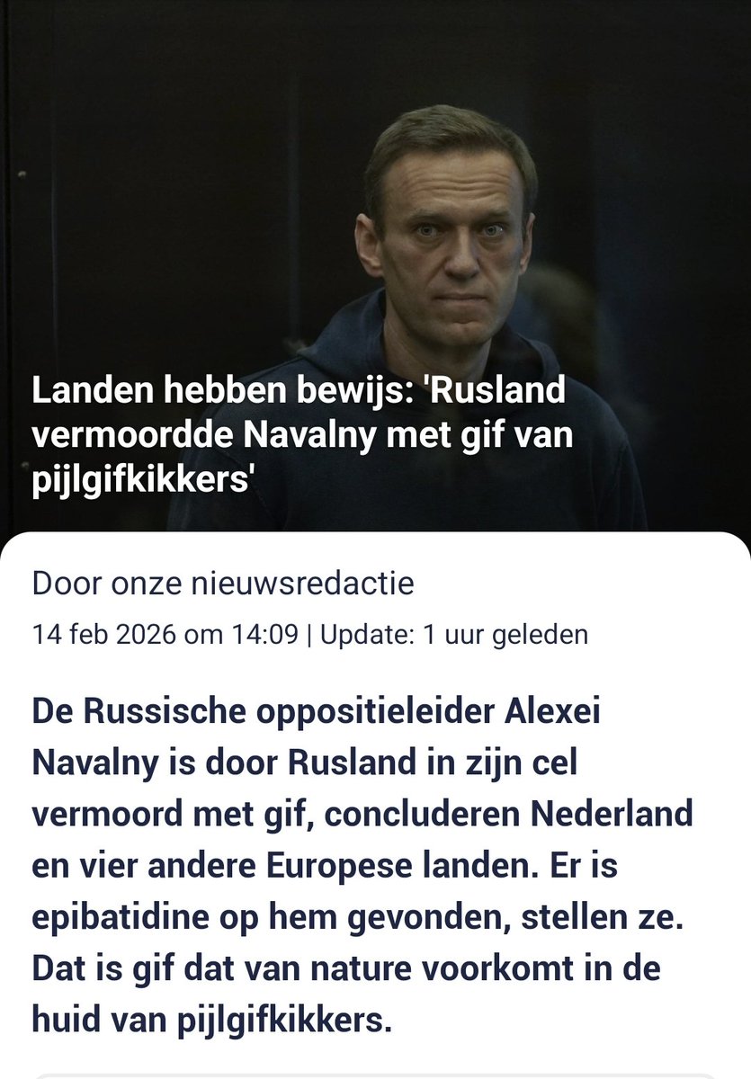 Voor wie dit nog als verrassing komt; Rusland heeft #Navalny vermoord.