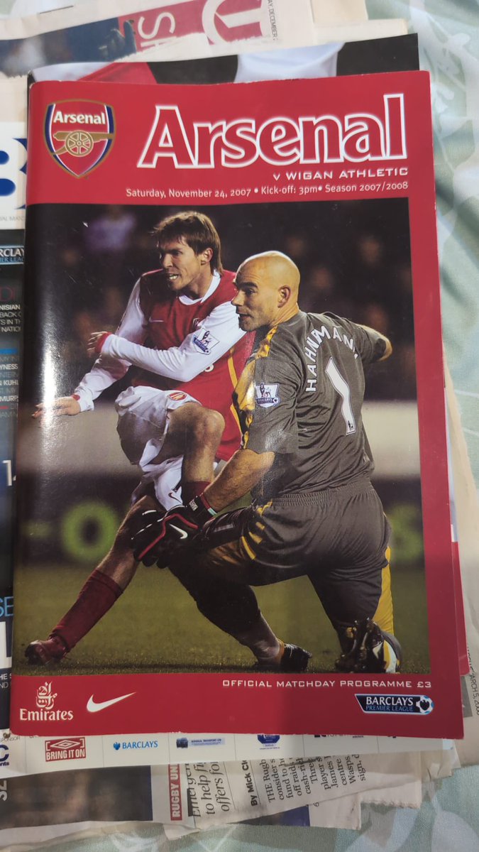 themikedoe's tweet photo. Last time I saw Arsenal vs Wigan. 2-0 win kept us top of the league. Ended up running out of steam and slipping to 3rd on 83 points. Let’s hope for a different story this year https://t.co/6eRVU9XYfX